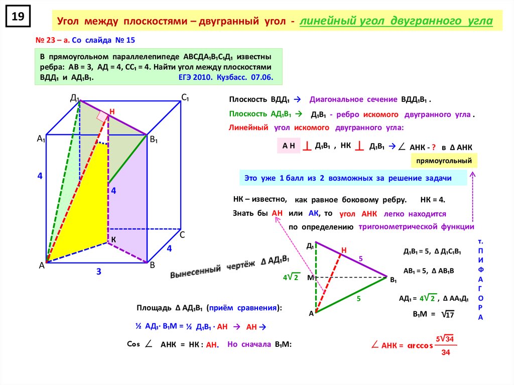 Презентация угол между плоскостями двугранный угол