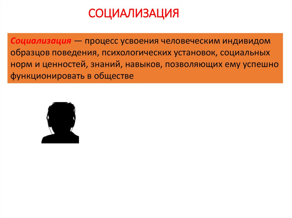 Процесс усвоения индивидом образцов поведения психологических установок