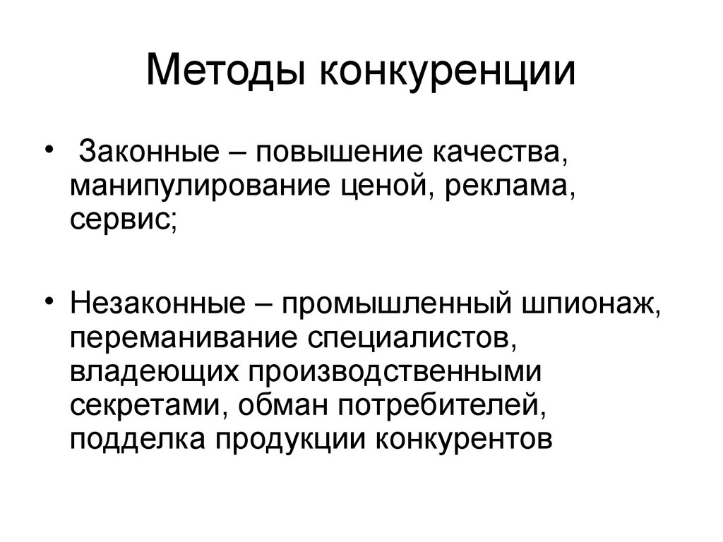 Методы анализа производства и конкуренции презентация