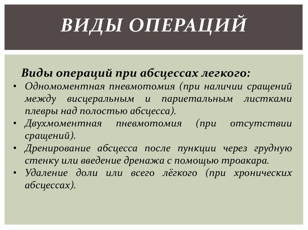 Абсцесс легкого презентация хирургия