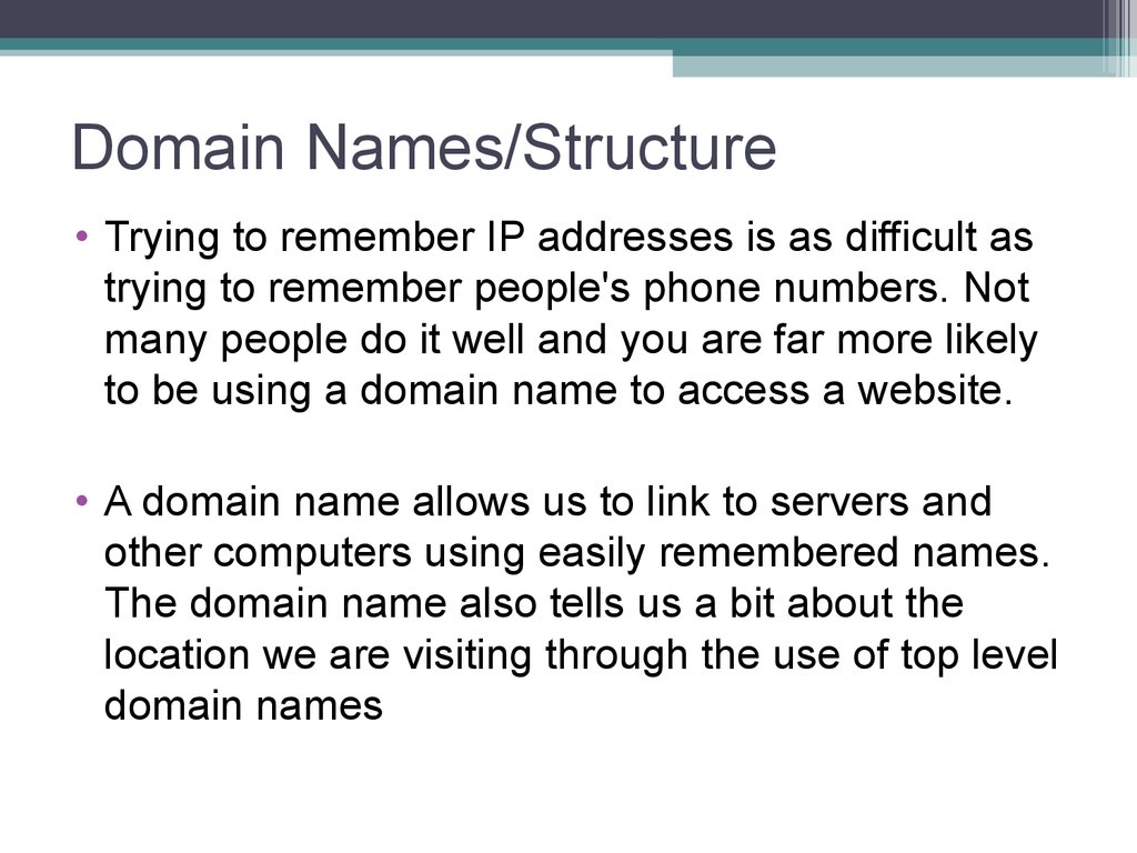 Domain Names/Structure