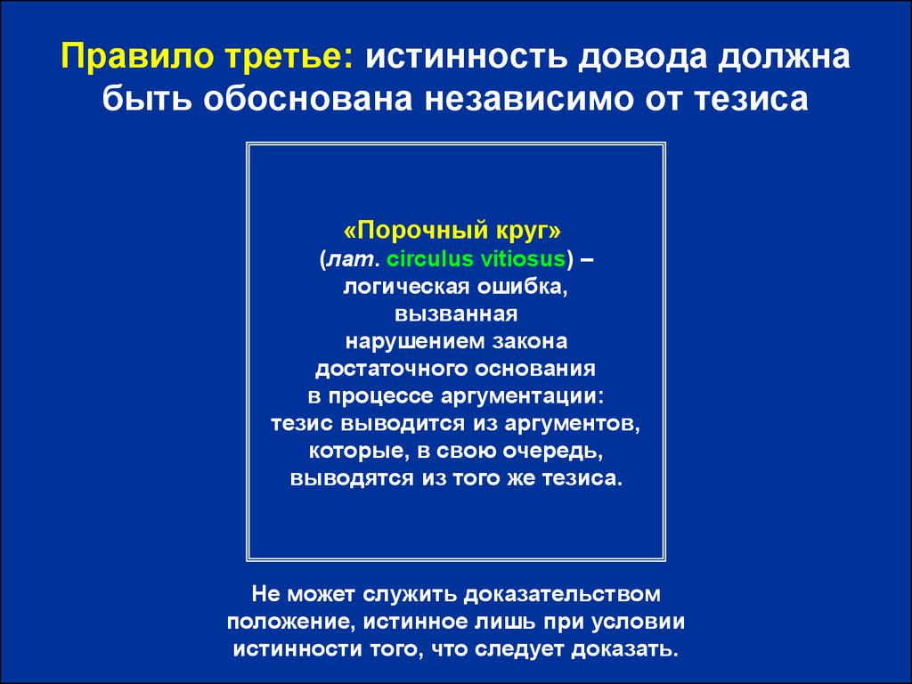 2 доказательства положений. Ошибка порочный круг. Логическая ошибка порочный круг примеры. Порочный круг это ошибка нарушающая закон. Порочный круг аргументации.