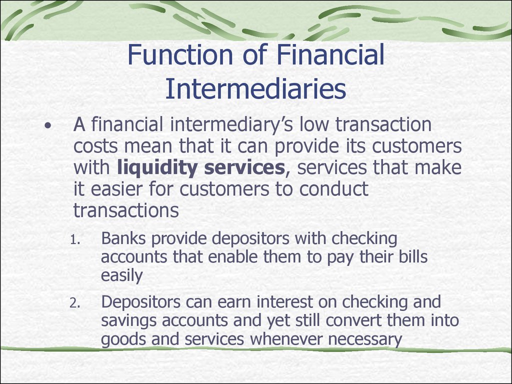 Function of Financial Intermediaries