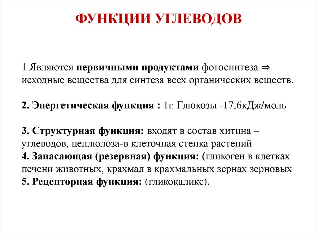 Роль углеводов в животной клетке