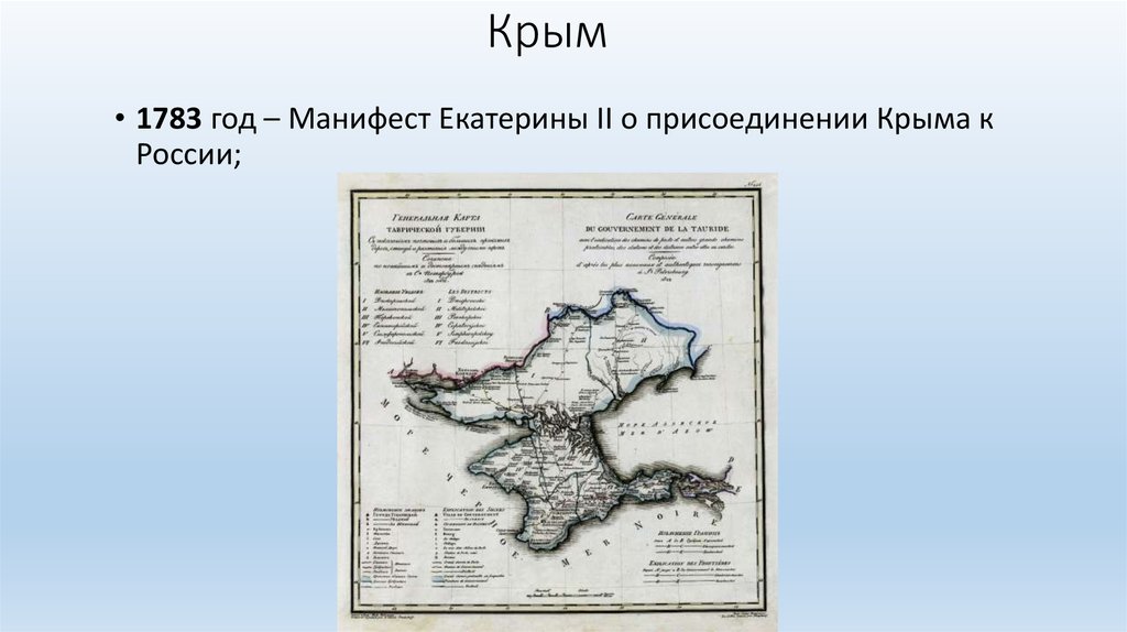 Присоединение крыма при екатерине 2 карта