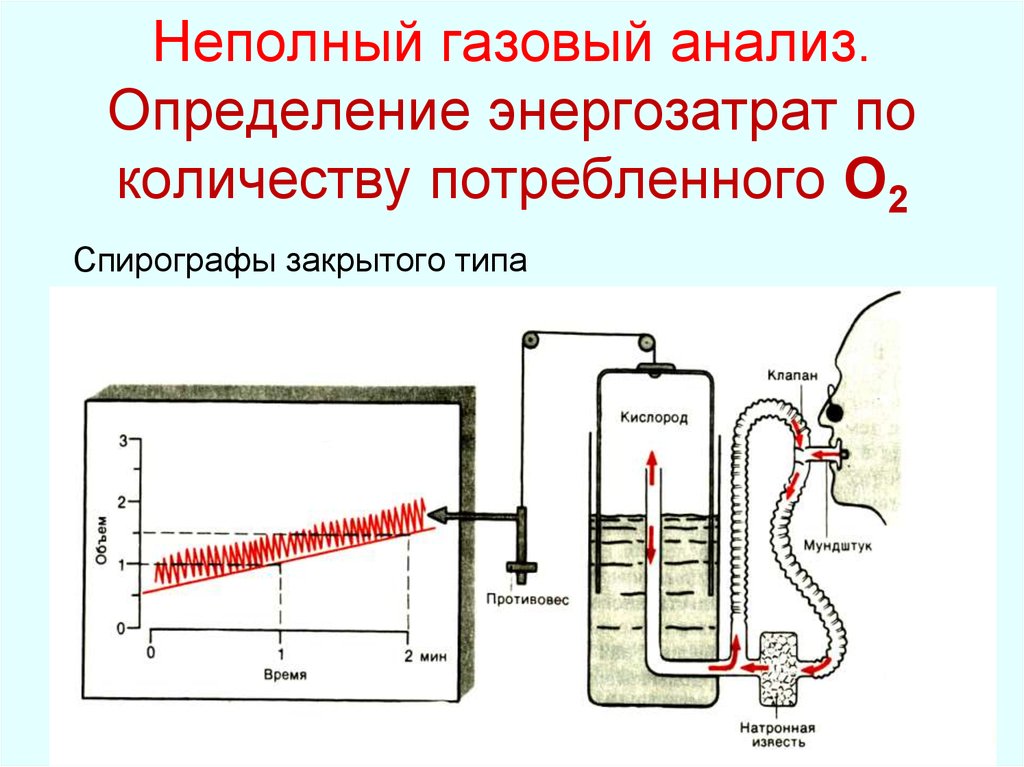 Неполный газовый анализ. Определение энергозатрат по количеству потребленного О2