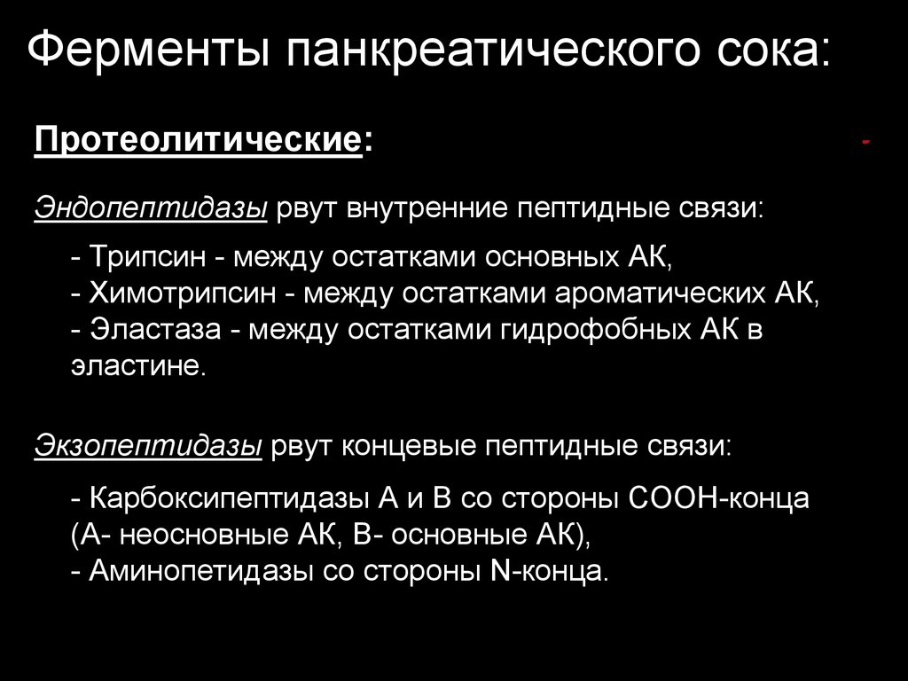 Ферменты панкреатического сока расщепляют