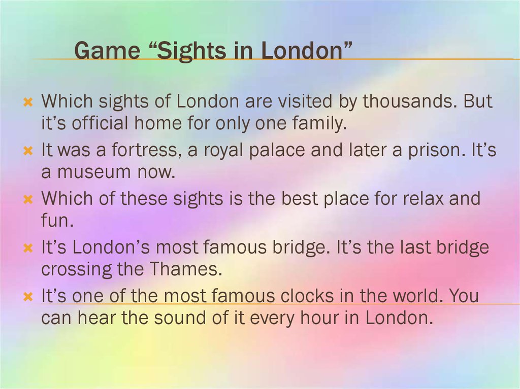 Game “Sights in London”