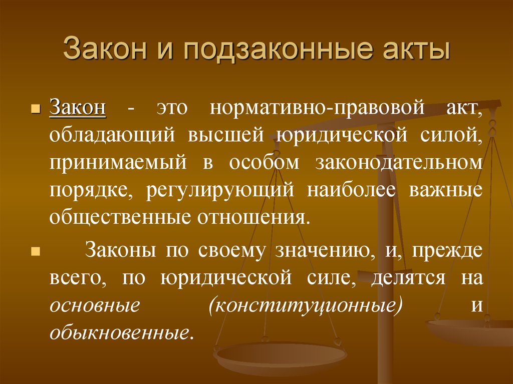 Подзаконные нормативно правовые акты