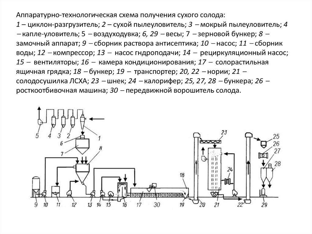 Схема производства солода