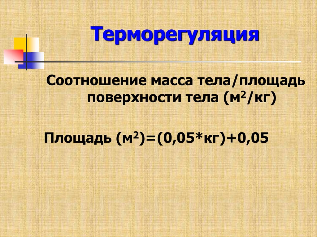 Площадь поверхности массы тела