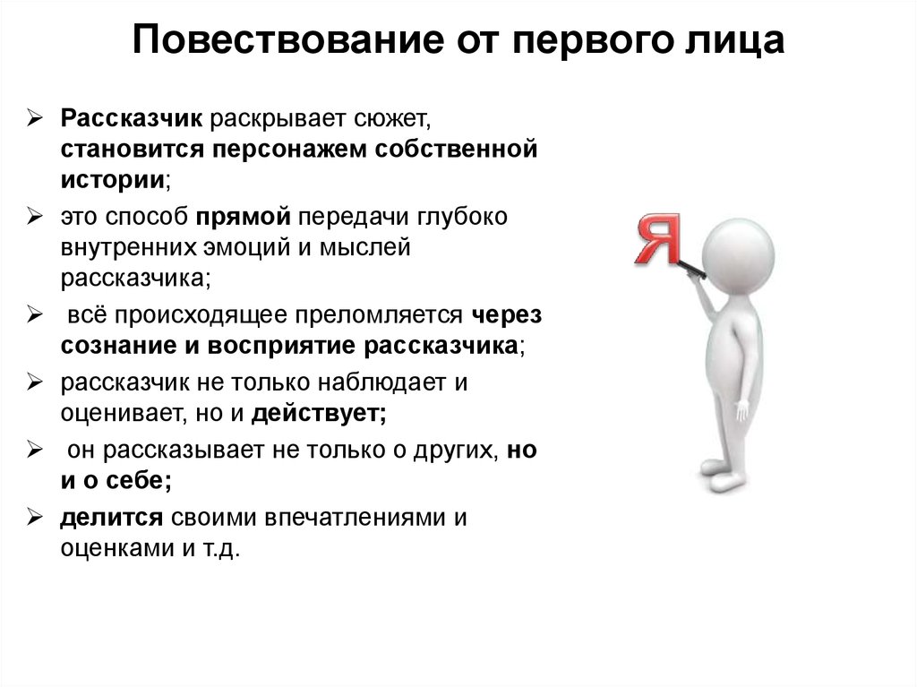 Раскрывает в повествовании. Повествование от первого лица. Повествование от 1 лица примеры. Рассказ от первого лица это как пример. Повествование от второго лица пример.