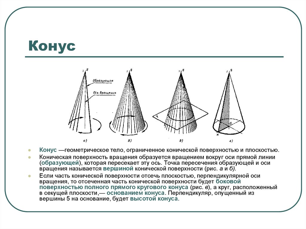 Основание конуса это. Коническая поверхность конуса. Конус геометрическое тело. Конус геометрическое тело образованное вращением. Проекция геометрических тел конус.