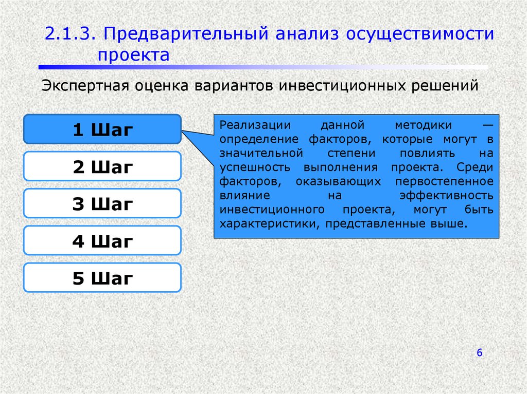 Определите последовательность экспертной оценки инвестиционных решений проекта