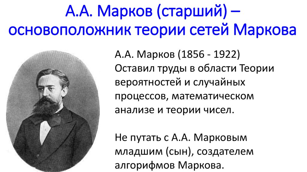 А.А. Марков (старший) – основоположник теории сетей Маркова
