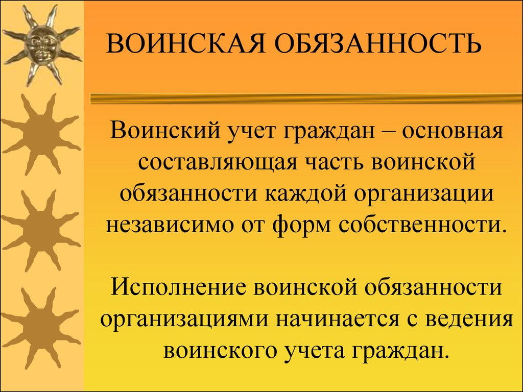 Воинская обязанность воинский учет презентация