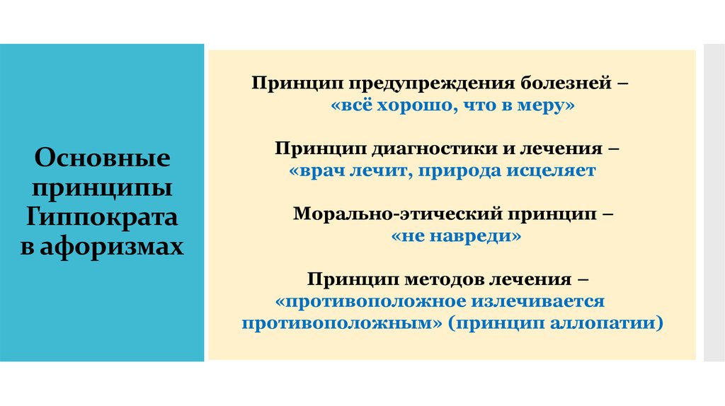 Принципы модели гиппократа. Принципы лечения больного (Гиппократ). Основные принципы этики Гиппократа.