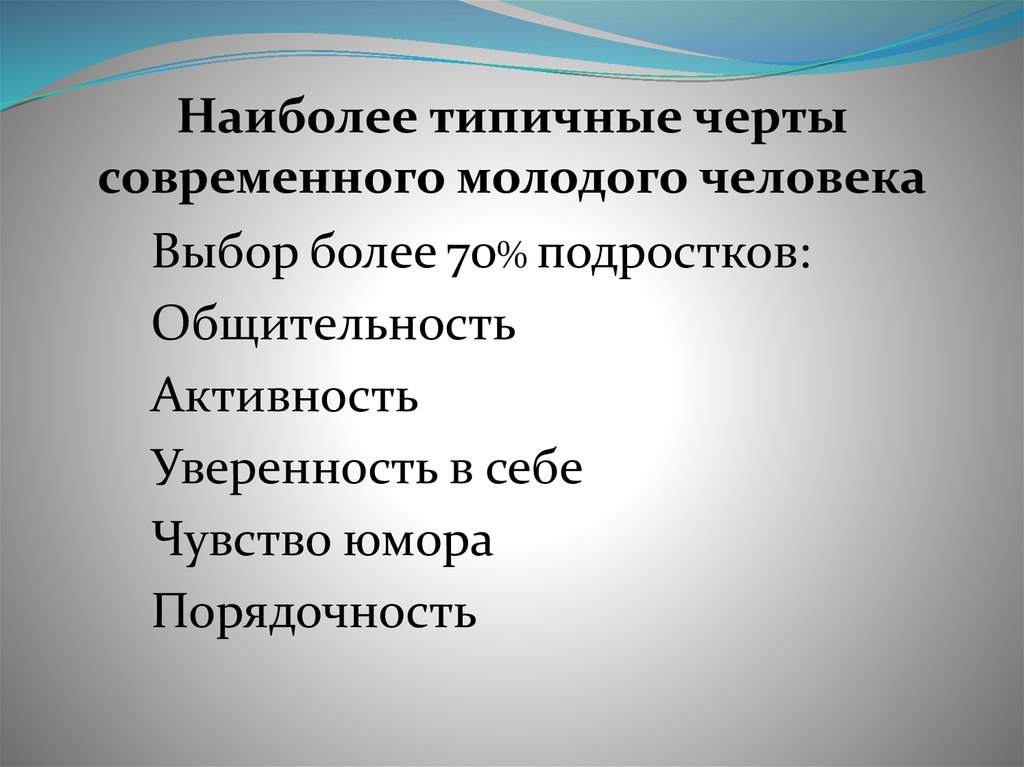 Наиболее характерные. Типичные черты людей. Современный молодой человек черты. Характерные черты подростков. Положительные черты современной молодежи.