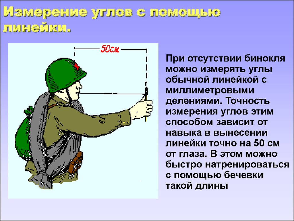 Способы определения расстояния. Измерение дальности с помощью линейки. Измерения на местности. Измерение на местности с помощью линейки.. Измерение углов с помощью линейки.