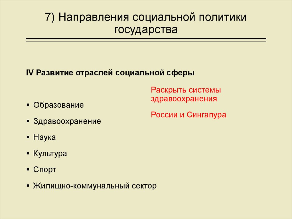 Направления социальной политики