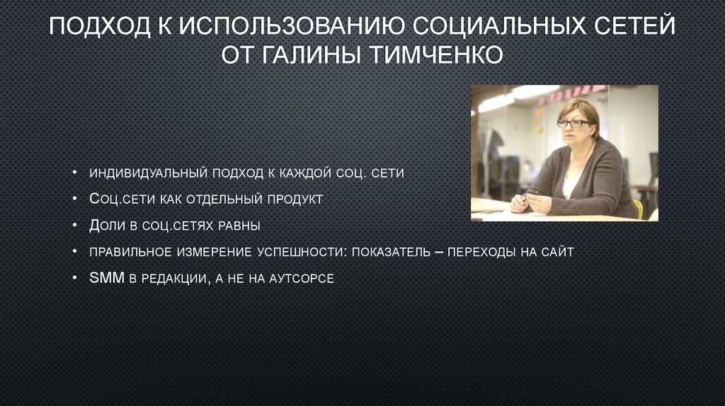 Подход к использованию социальных сетей от Галины Тимченко