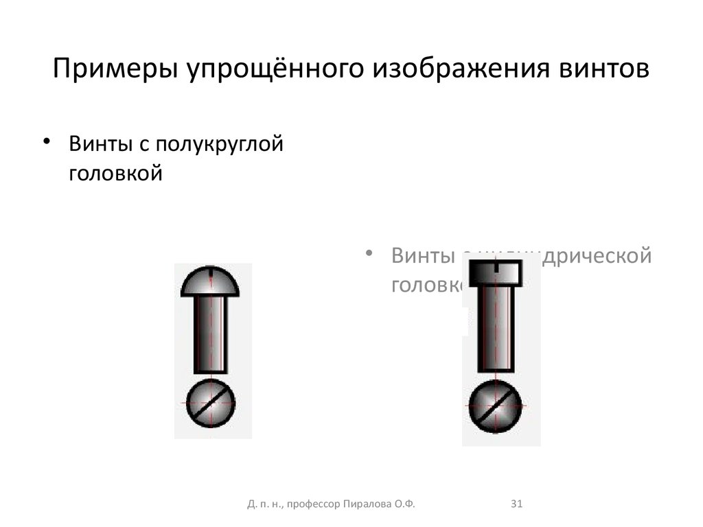 Соединение деталей винтом с полукруглой головкой показано на рисунке