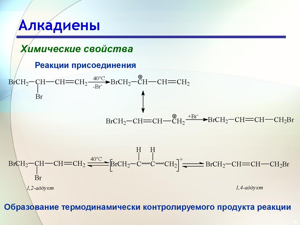 Химические свойства алкадиенов