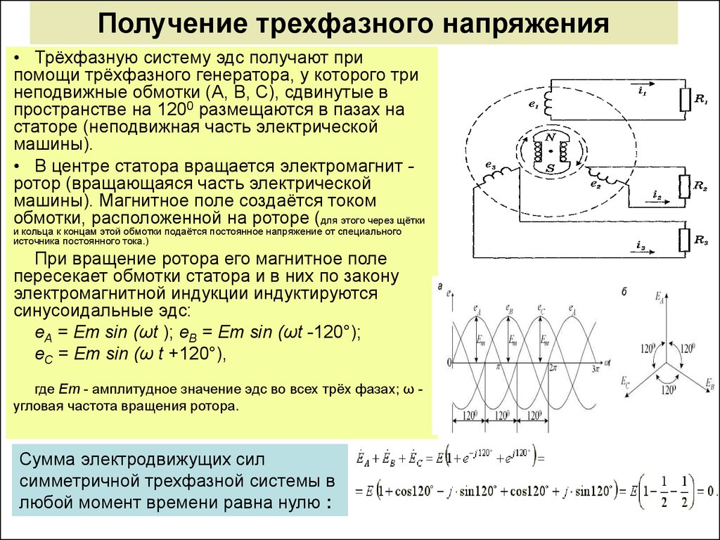 Физика. Трёхфазные электрические цепи. Виды. Расчет трехфазных цепей в  симметричном и несимметричном режимах.