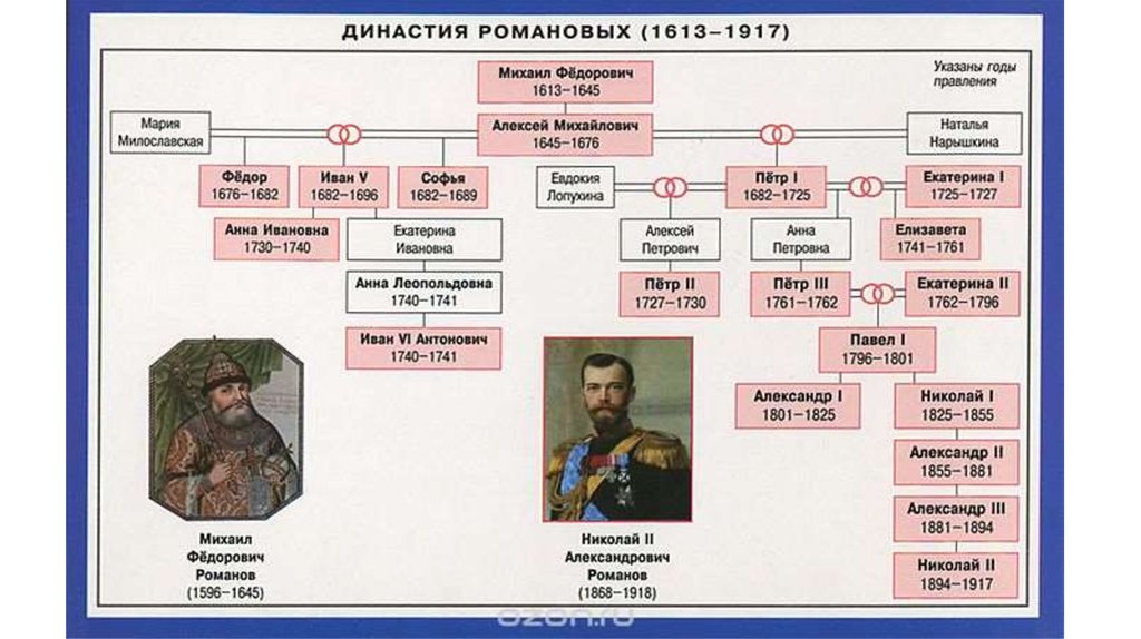 Представители династий. Династия Романовых дворцовые перевороты. Династия Романовых х 1613 - 1917.