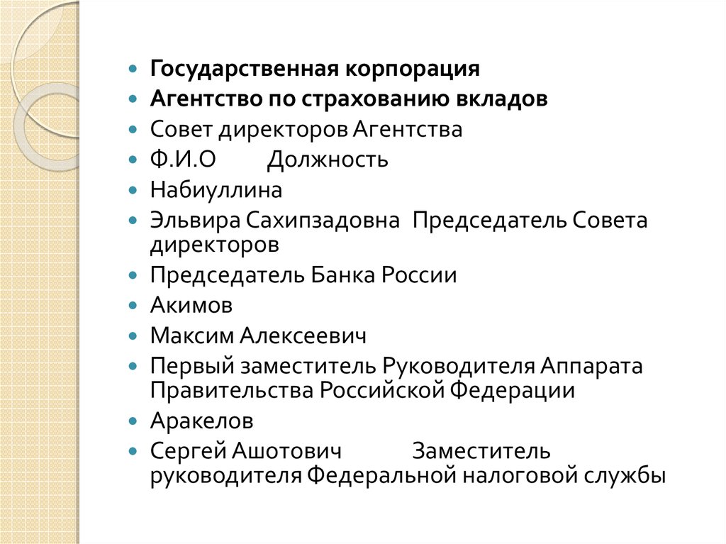 Государственная корпорация агентство. Государственные корпорации характеристика. Совет директоров АСВ функции.