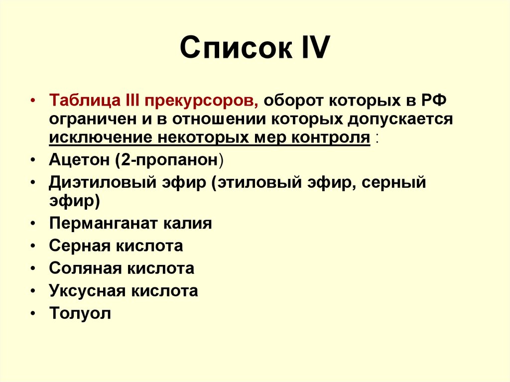 Список 4 л