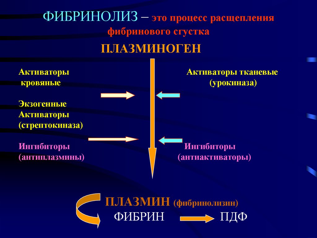 Процесс расщепления. Регуляция фибринолиза. Кровяное активатор фибринолиза. Пути активации фибринолиза. Регуляция свертывания крови и фибринолиза..