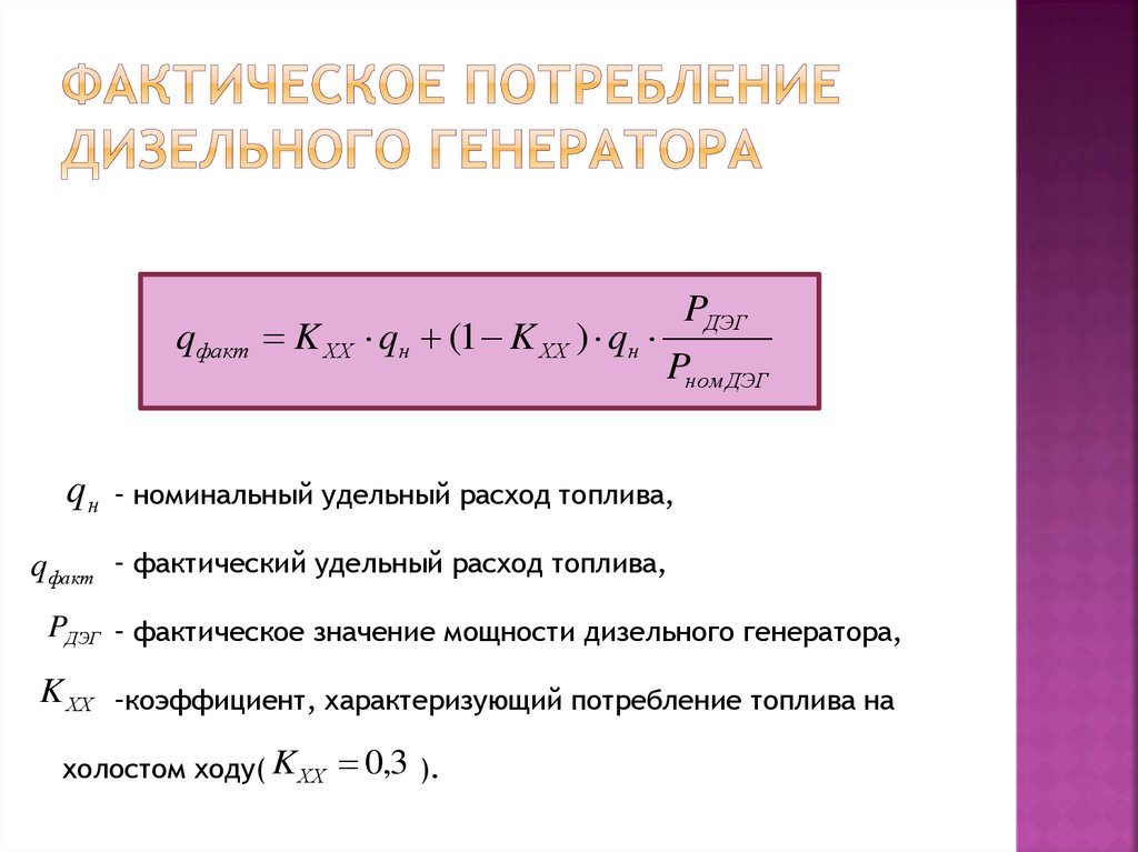 Фактическое потребление Дизельного генератора