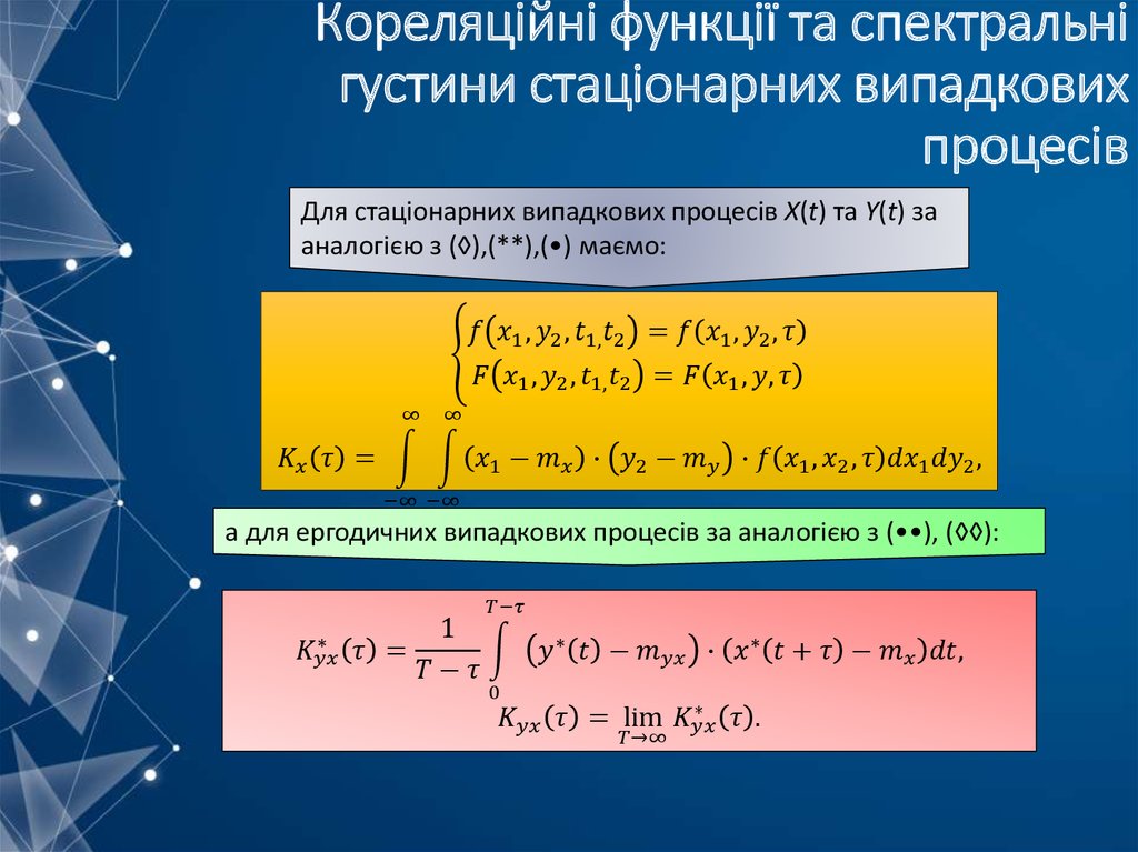 Кореляційні функції та спектральні густини стаціонарних випадкових процесів