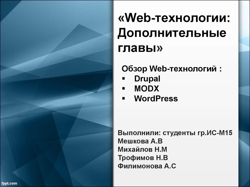 «Web-технологии: Дополнительные главы»