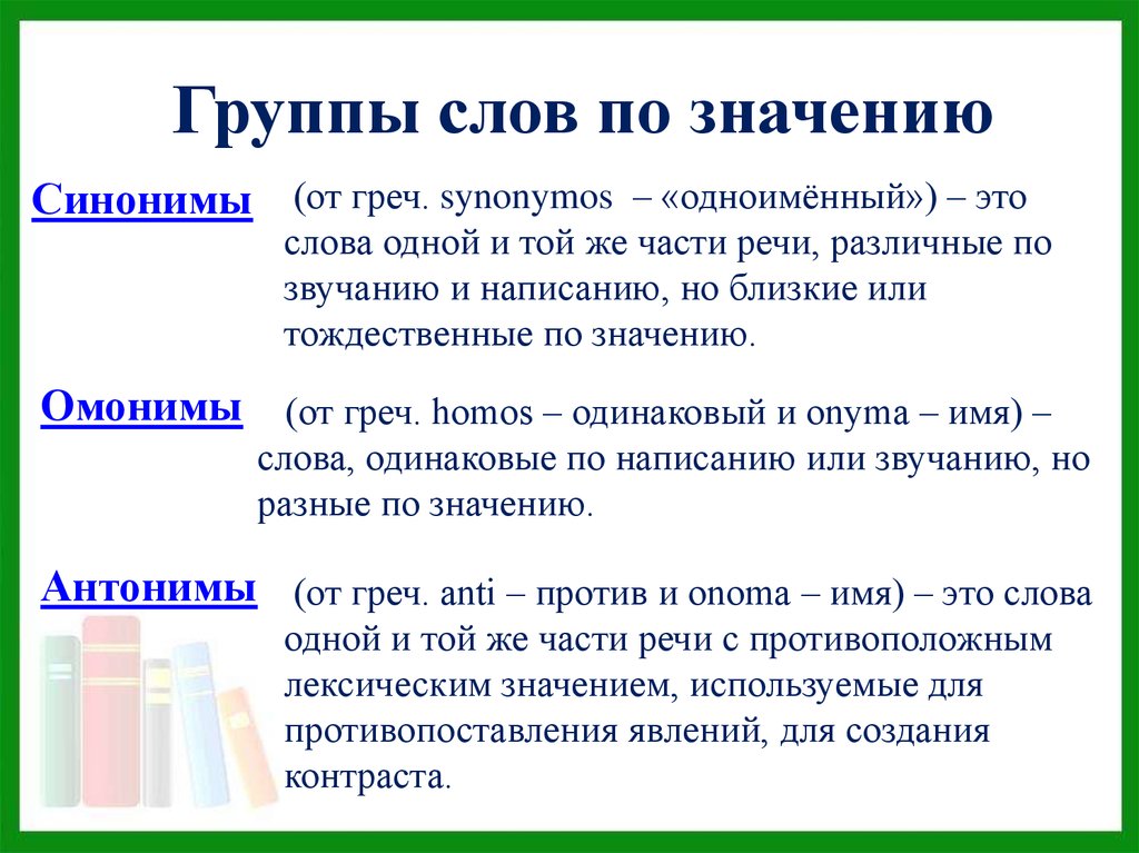 Урок русского языка по теме «Синонимы, антонимы, омонимы» (второй урок). 4-й класс