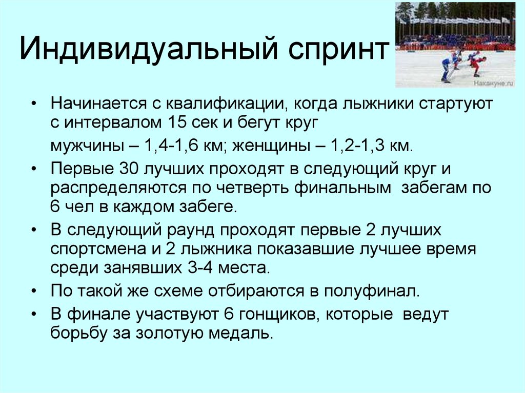 Чтобы пройти в следующий круг соревнований. Индивидуальный спринт. Разновидности спринта слайд. Спринт квалификация. Индивидуальный лыжный спринт схема.