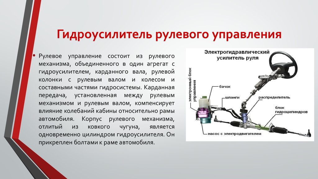 Гидроусилитель рулевого управления. Механическое рулевое управление с гидроусилителем. Схема гидроусилителя рулевое управление автомобиля. Устройство гидравлического усилителя рулевого управления. Назначение гидроусилителя рулевого управления.