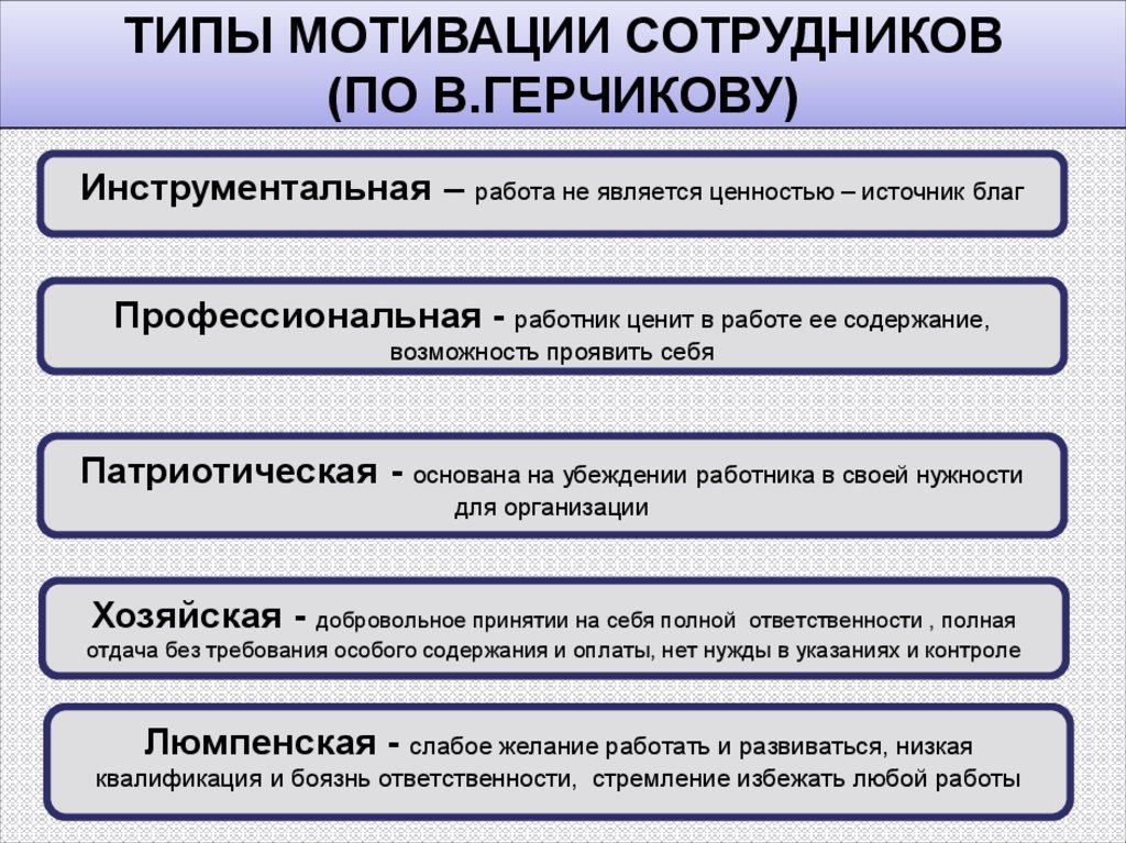 Герчиков типы мотивации. Теория трудовой мотивации Герчикова. Типы мотивации по Герчикову. Виды мативациисотрудников. Мотивационные типы персонала.