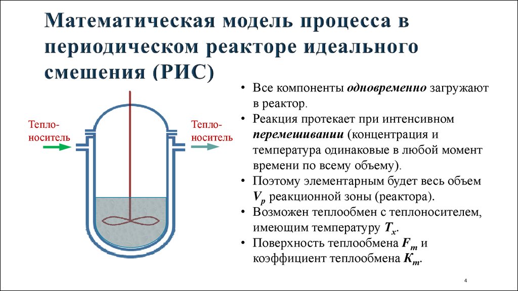 Какие процессы в реакторе. Схема реактора идеального смешения непрерывного действия. Математическая модель реактора. Реактор идеального смешения. Модель реактора идеального смешения.
