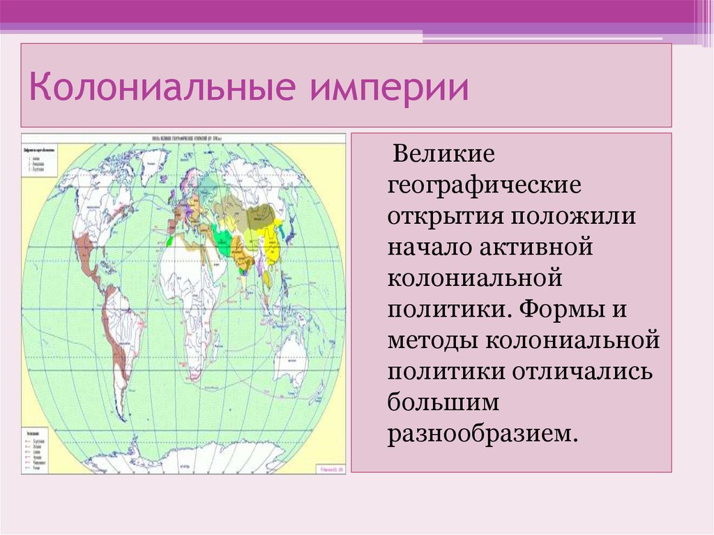 Колониальные империи. Контениалтные империи. Первые колониальные империи. Формы колониальной политики. Великие колониальные империи.