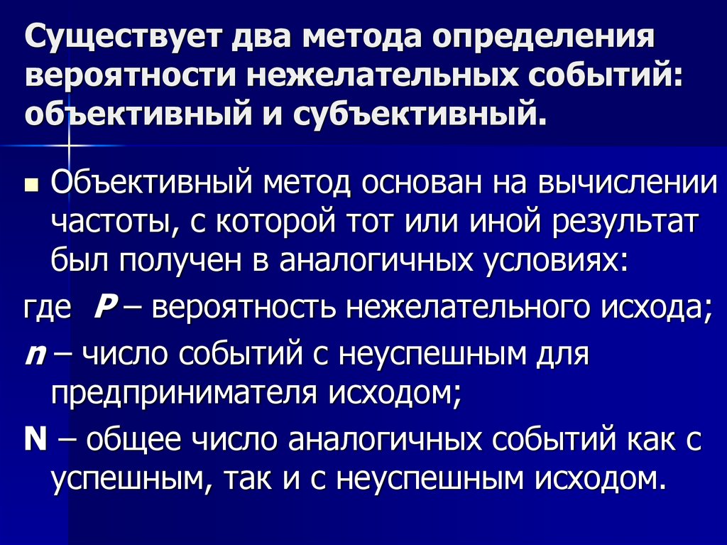 Объективное событие. Объективный метод определения вероятности. Нежелательные события в медицине. Объективный и субъективный методы определения вероятностей.. Объективны методы определения вероятности риска.