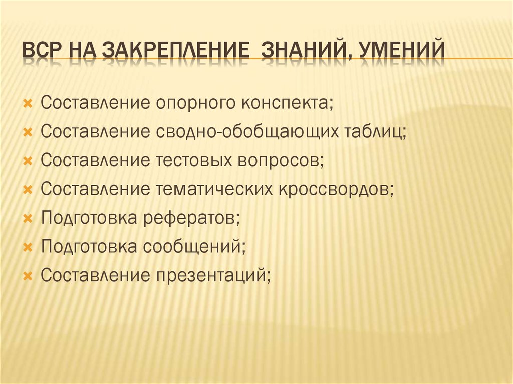 Составить тематику. Схема составления ВСР.