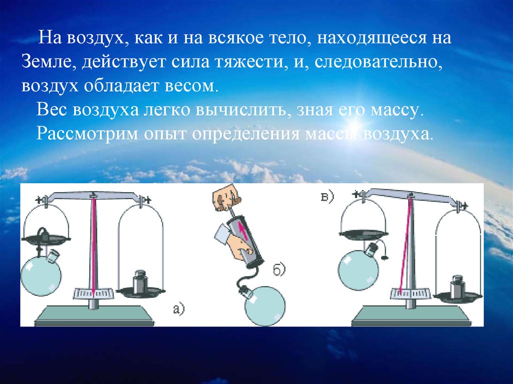 Воздух в физике. Вес воздуха. Измерение массы воздуха. Вес воздуха атмосферное давление. Взвешивание воздуха опыт.