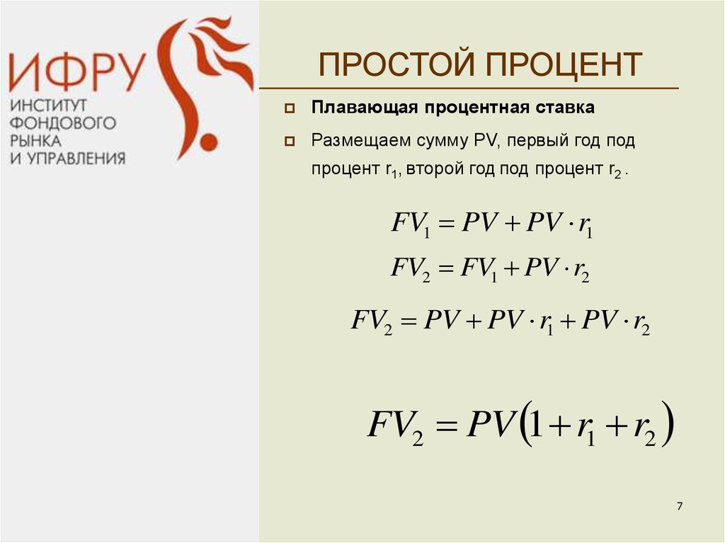 Простые проценты. Простые проценты - плавающая процентная ставка. Формула плавающих процентов. Тау проценты.