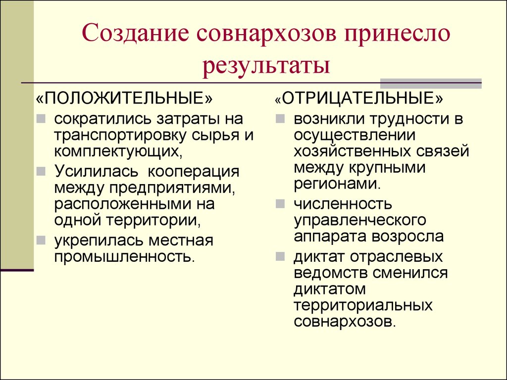 Совнархозы это. Совнархозы плюсы и минусы. Создание советов народного хозяйства. Отрицательные стороны политики Хрущева. Создание совнархозов.