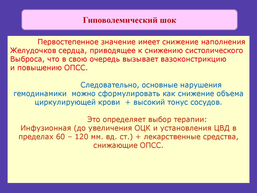 Гиповолемический шок карта вызова скорой медицинской помощи