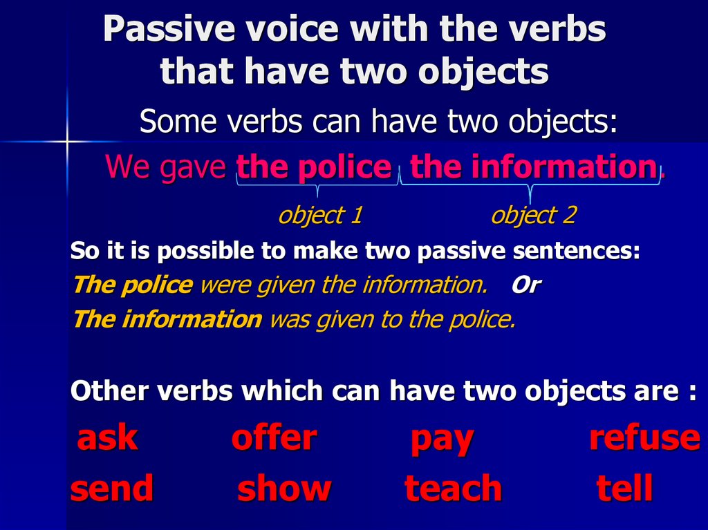 Passive Voice Verbs With Two Objects Exercises Pdf