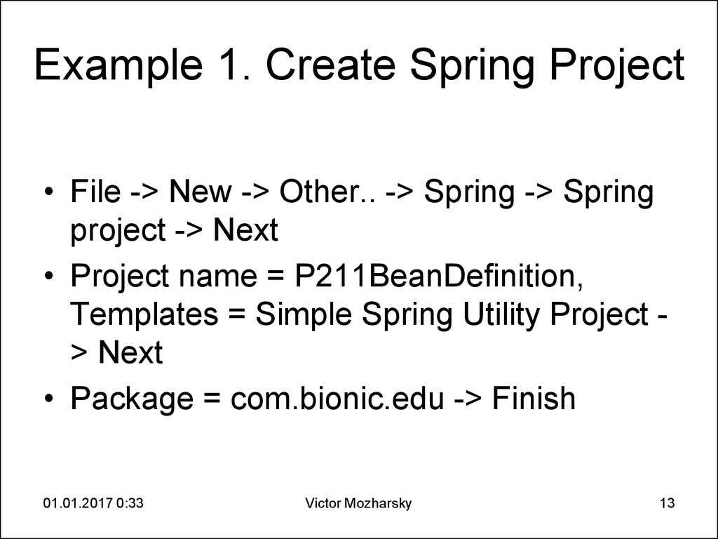 Example 1. Create Spring Project