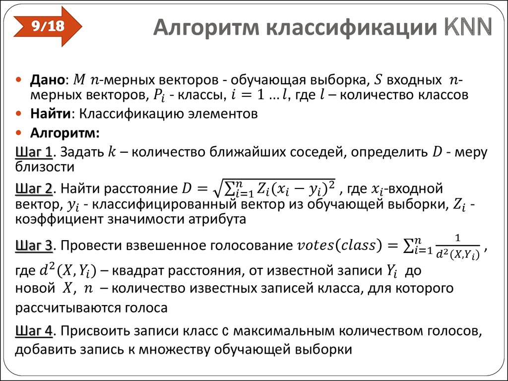 Алгоритм классификации KNN